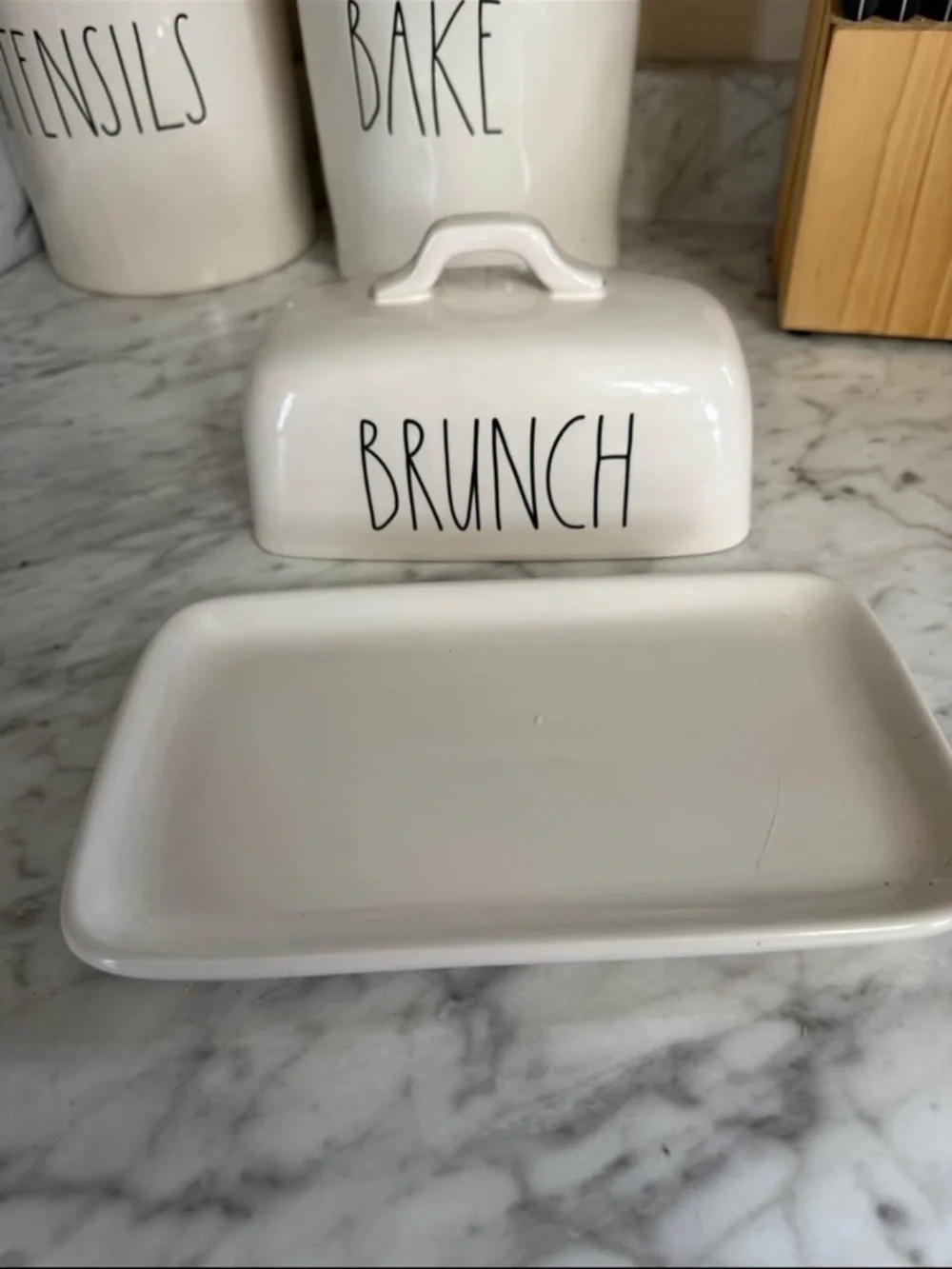 Rae Dunn Brunch Butter Dish in Cream and Black - Picture 3 of 4